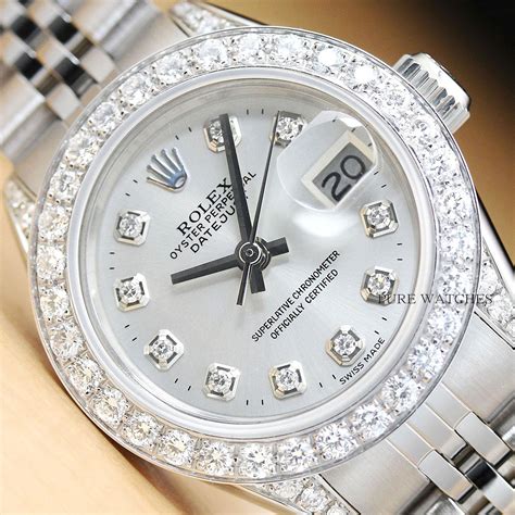 rolex ladies white gold with diamonds|rolex watch diamond bezel prices.